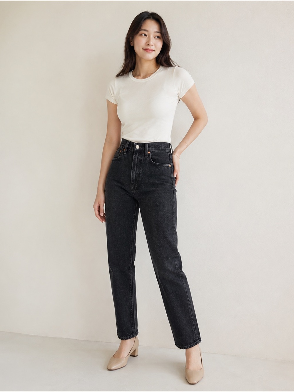 Aritzia Denim Forum The Nina Super High Cigarette Jeans washed charcoal-black 23